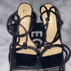 Black lace up heels